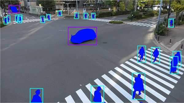 画面1：車と歩行者の交通状況を測定する技術検証のイメージ（出典：NEC）