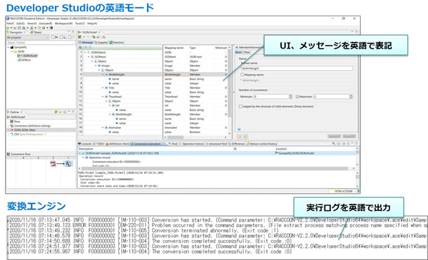 図1：RACCOONに搭載した英語モードの表示画面（出典：データ・アプリケーション）