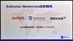 図1●米Extream Networksは昨今、米Avayaのネットワーク事業と米Brocade Communications Systemsのネットワーク事業を買収している(出所:エクストリームネットワークス)