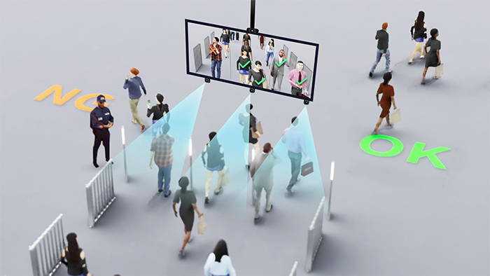 NEC、ウォークスルー型の顔・虹彩認証技術を開発、小型カメラ1台で3m