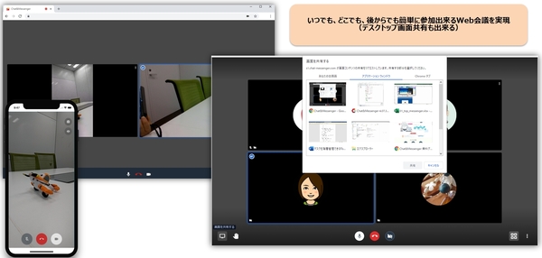 画面1：Chat＆Messengerに追加したWeb会議機能を利用している画面（出典：Chat＆Messenger）