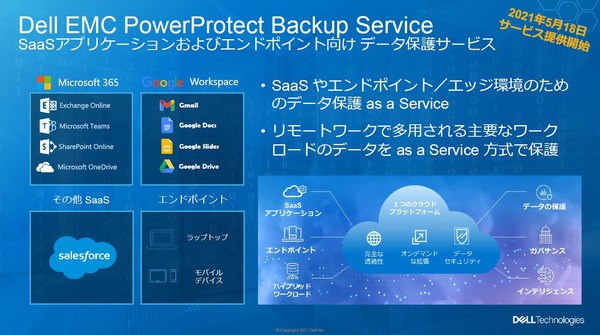 図1：Dell EMC PowerProtect Backup Serviceの概要（出典：デル・テクノロジーズ）