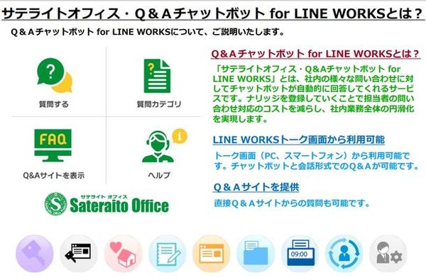 図1：「サテライトオフィス・Q＆Aチャットボット for LINE WORKS」の概要（出典：サテライトオフィス）