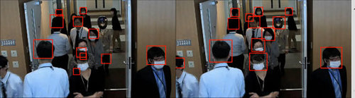 図2●FieldAnalystを強化し、マスクやサングラス、帽子を装着した人物の検出率を改善した(出所:NECソリューションイノベータ)