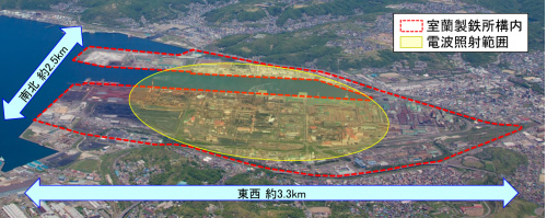 図1：ローカル5Gの電波照射範囲（出典：日本製鉄、日鉄ソリューションズ）